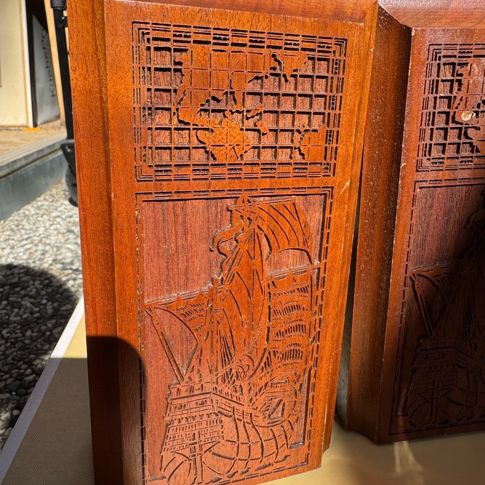 Book stands. Wooden Carved Panels with Nautical Design